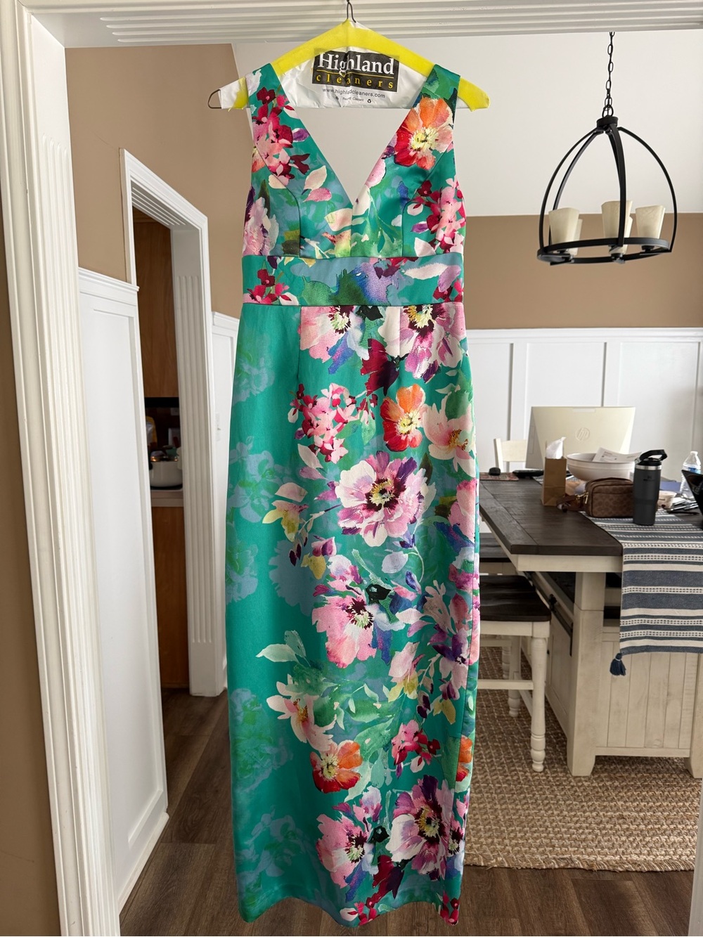 Floral V-Neck Evening Gown